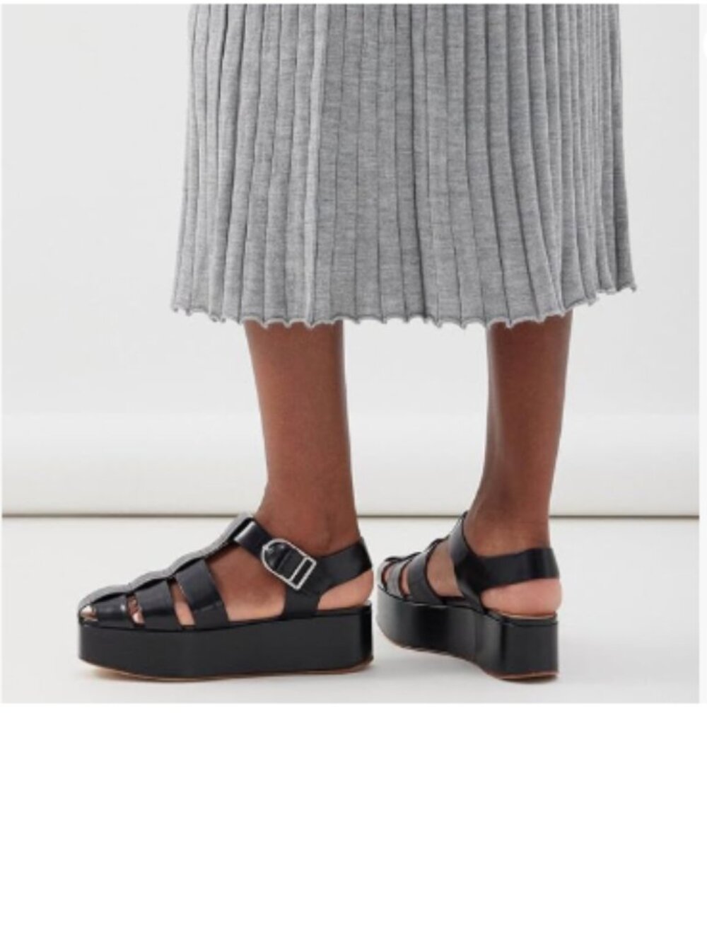 FOWT Black Square Toe Gladiator Sandals Ankle Strap Wedge Mid Heels Stable Shoes